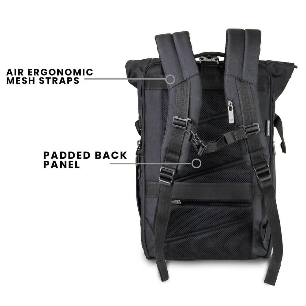 Gods RAPTR ROLL TOP 30 Litre 15.6 Inch Laptop Backpack with Efficient Organiser, Quick Access Pockets, Laptop Compartment, Expendable Design,Travel Friendly, Water Resistant, Black