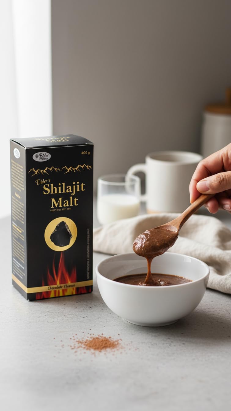 Elder's Shilajit Malt I For Energy, Endurance & Vitality I 100% Ayurvedic Vitality Formula I Pure Shilajit and Herbs I Chocolate Flavour Shilajit I Stamina and Strength Support 400gm