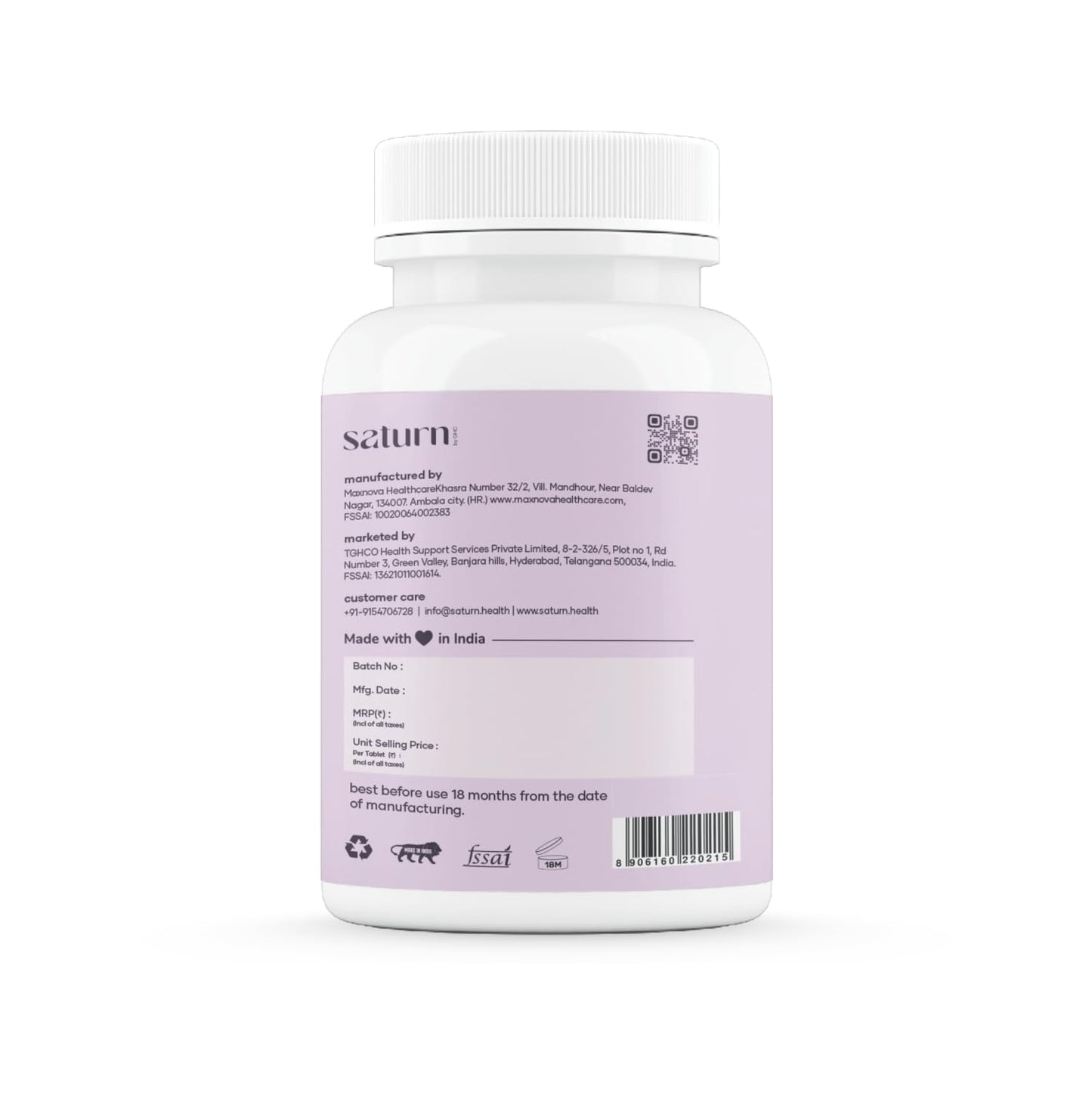 Saturn by GHC Plant Based Joint Support Tablet - 60 Tablet (Pack of 1) | With Glucosamine, Chondriotin, MSM Supplements & Herbal Extract for Strengthening Joints