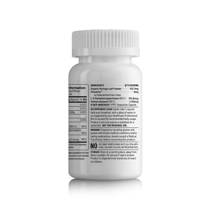Unived Basics B12+D3 | Vitamin B12 as Methylcobalamin (98%), 300mcg Methyltetrahydrofolate (5-MTHF), 600 I.U. Vitamin D3 (Cholecalciferol) | Bone, Cognitive & Cardiovascular Support|30 Vegan Capsules