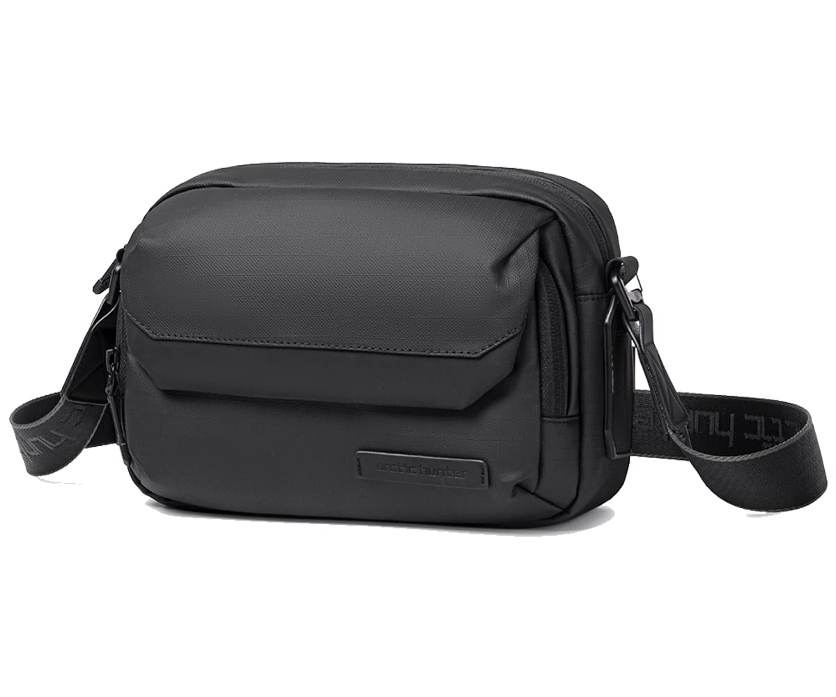 Arctic Hunter Sling Bag for Men Small 2.8L Side Bag Sleek Crossbody Bag for upto 8" iPad Premium Shoulder Bag for Travel Water-resistant Messenger Bag for Office Daily Casual, Black