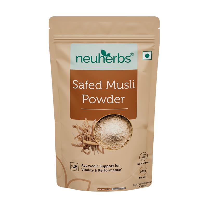 Neuherbs Safed Musli Root Powder - 100 GM | Ayurvedic Support for Vitality & Per
