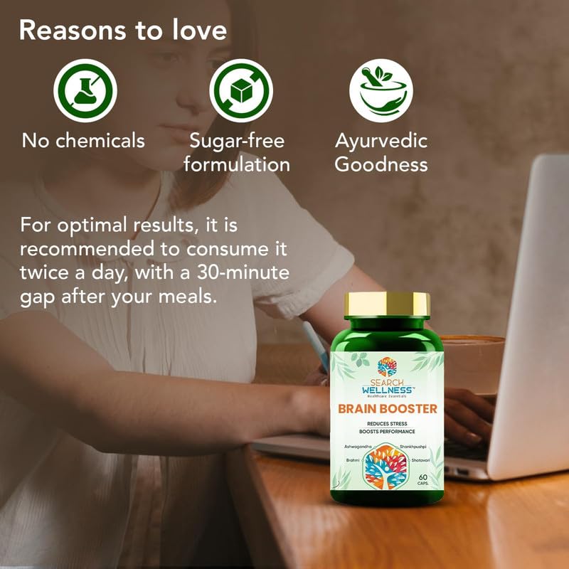 SEARCH WELLNESS Brain Booster For Kids & Adults 60 Capsules Pack of 1 |- image 5