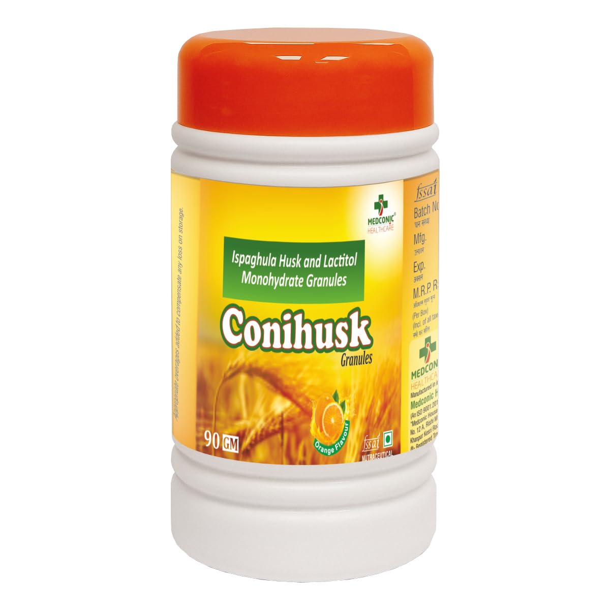 Medconic Healthcare Conihusk Granules – Natural Digestive Fiber with Ispaghula Husk & Lactitol Monohydrate, Supports Healthy Bowel Movements, 90 GM
