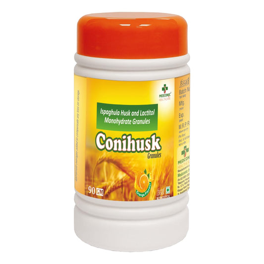 Medconic Healthcare Conihusk Granules – Natural Digestive Fiber with Ispaghula Husk & Lactitol Monohydrate, Supports Healthy Bowel Movements, 90 GM
