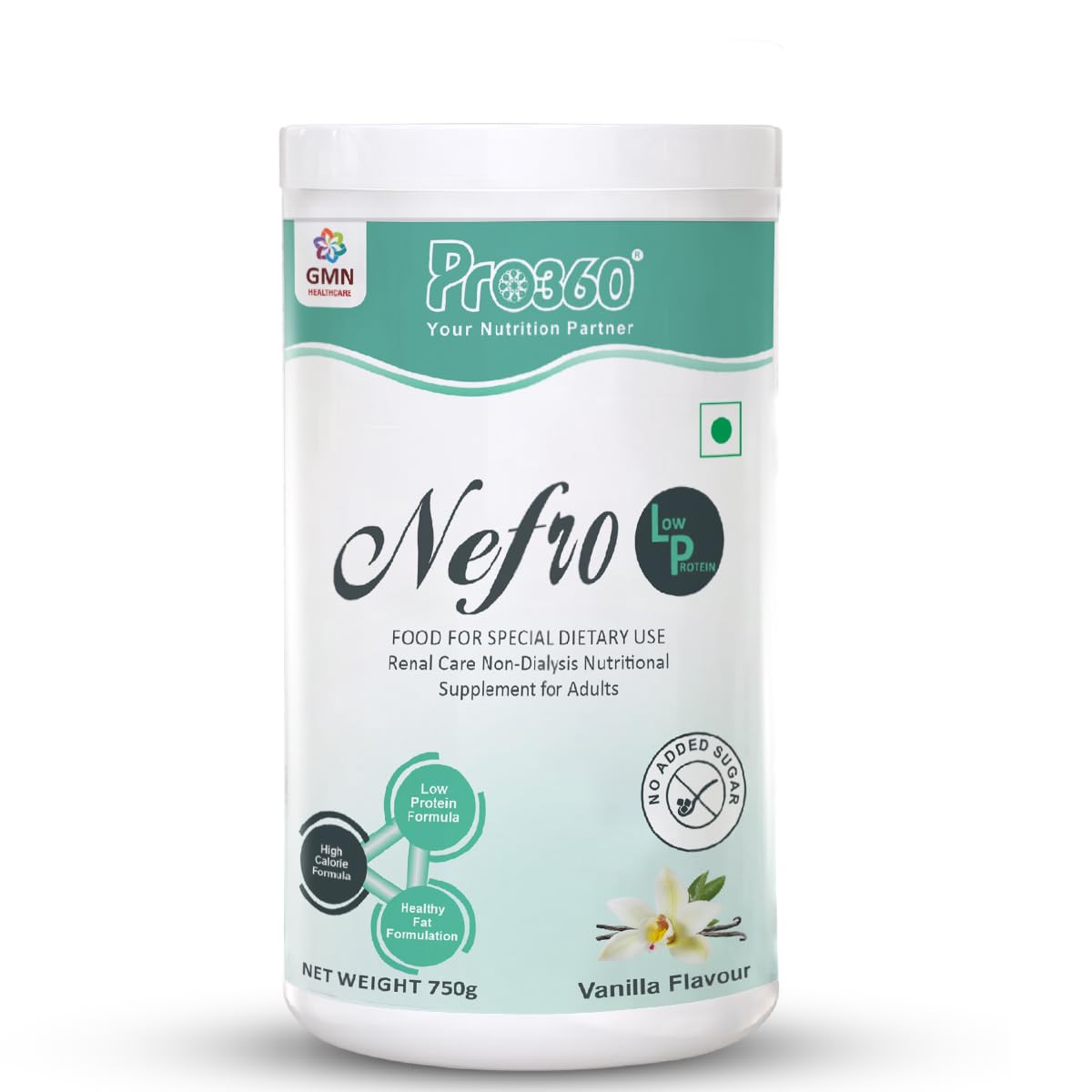 Pro360 Nefro LP Powder Vanilla Flavour – 750g Low Protein Nutrition Supplement for Kidney Health (Non-Dialysis) – Vanilla Protein Powder Enriched with L-Taurine, L-Carnitine & Essential Nutrients