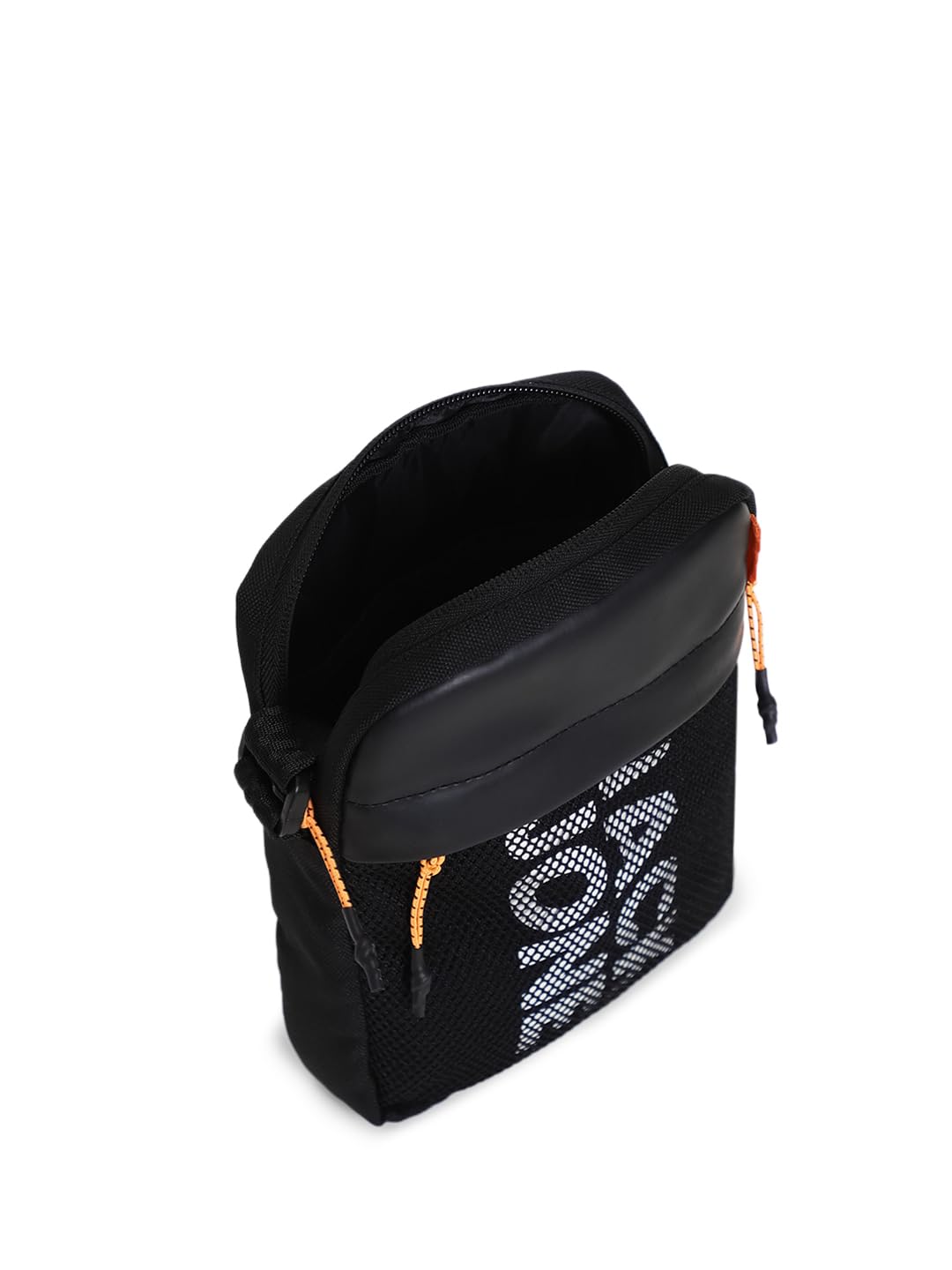 Jack & Jones Men's Polyester Black Mesh Detail Sling Bag