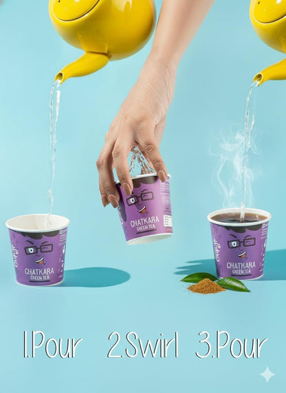 Cup-Ji Ready to Sip Chatkara Green Tea | Improves Digestion | Guilt-free | Non Bitter & Whole Leaf Green Tea | No Calorie | 10 Cups with 210 ml Cup Size
