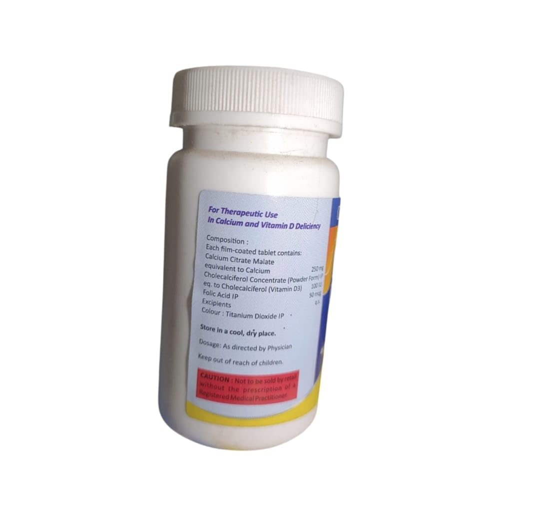 Calciquick CCD Calcium Citrate Malate, Vitamin D3 and Folic Acid Tablets, 40 Tablets