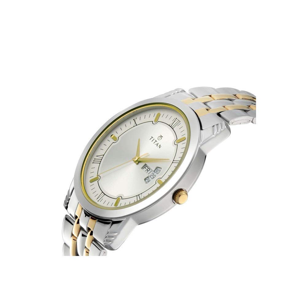 Titan Bandhan Quartz Analog with Day and Date Silver Dial Stainless Steel Strap Watch for Couple-NS17742565BM01P