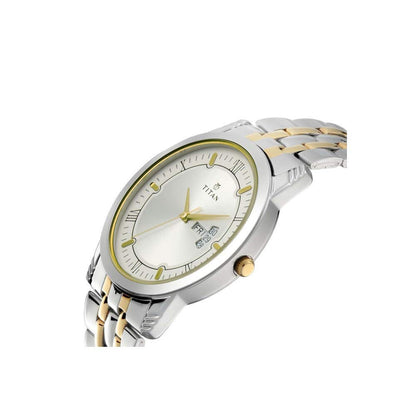 Titan Bandhan Quartz Analog with Day and Date Silver Dial Stainless Steel Strap Watch for Couple-NS17742565BM01P