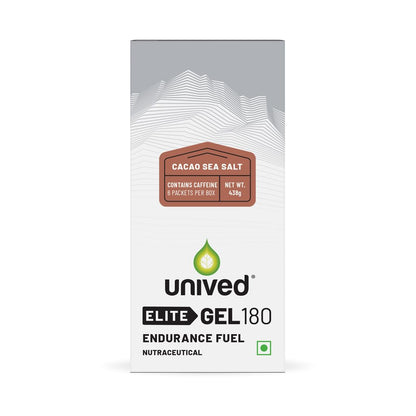 Unived Elite Gel, 2:1 Carbohydrate Ratio, 45g Carbs, Beta-Alanine, Sodium Bicarbonate, & Essential Electrolytes, 190kcal & Gluten-Free (Cocoa Sea Salt - 50mg Caffeine - 6 Pack)