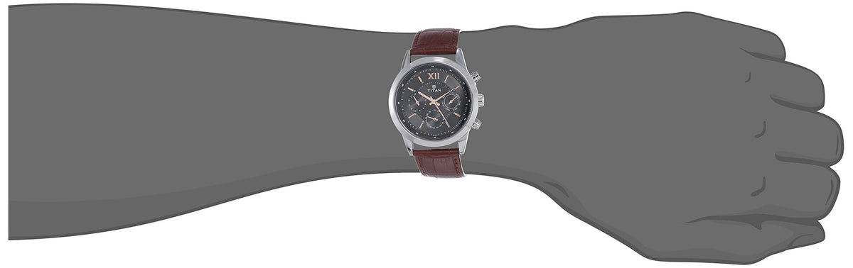 Titan Neo Analog Black Dial Men's Watch 1766SL02/NN1766SL02/NP1766SL02 Genuine Leather, Brown Strap