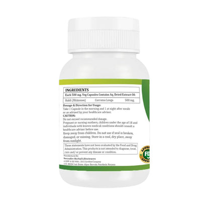 MORSAN HEALTHCARE | Haldi Capsules 500mg – 60 Count | 1 Pack | Vegetarian | Plant-Based | Herbal Supplement | No Artificial Additives | Gluten-Free | Organic |