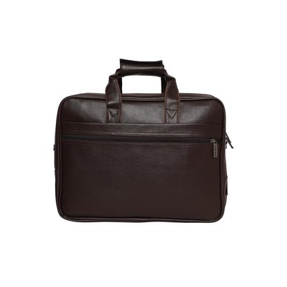 SWISS MILITARY VERBEPRO Premium Leatherette Laptop Sling Bag with 15.4 Inch Padded Compartment, Organizer Pocket & File Section, Premium Zippers & Detachable Strap, Use for Office, Business - Brown
