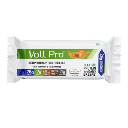 Voll Pro Plant Protein Bar with Daily Greens - High Protein 26g, Fiber 7g, 0g Sugar - Crunchy, Delicious Nutrient-Rich Protein Bars, 65g Bar (Pack of 3)