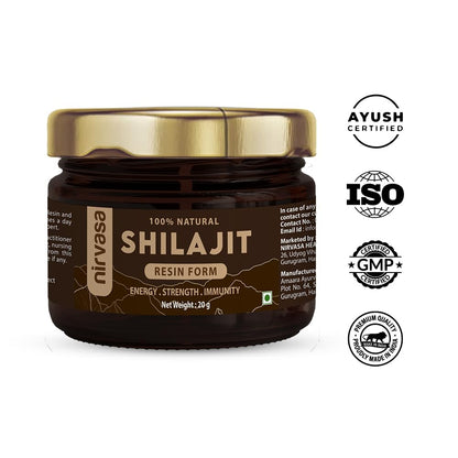Nirvasa Pure & Original Himalayan Shilajit/Shilajeet Resin 2x20g | 100% Natural with 70% Fulvic Acid & 84+ Trace Minerals | Boosts Energy, Stamina, Strength & Immunity | 200-500 mg/ Serving – Pack of 2