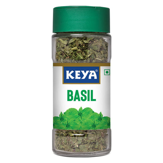 Keya Basil | Freeze Dried | Seasoning for Pasta, Pizzas, Soups, and Salads | Rich in Antioxidants & Supports Digestion | No Artificial Flavours or Colours | 12g