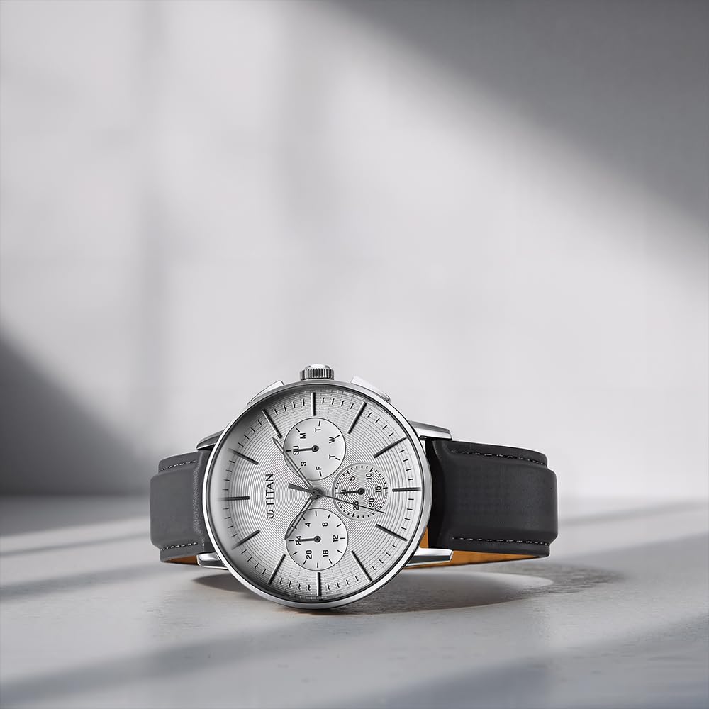 Titan Analog Silver White Dial Men's Watch-90200SL01- image 4