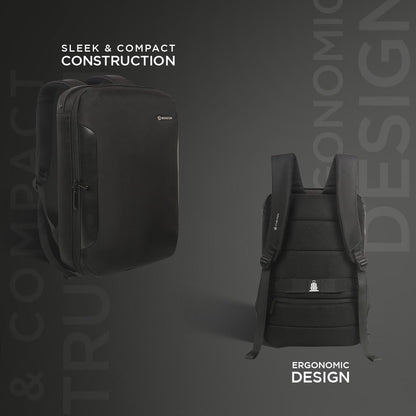 CARLTON Laptop Backpack with Front Access Pocket, Trolley Sleeve, Flush USB Port & Water Resistant Fabric | Ferrous Black | Bradford
