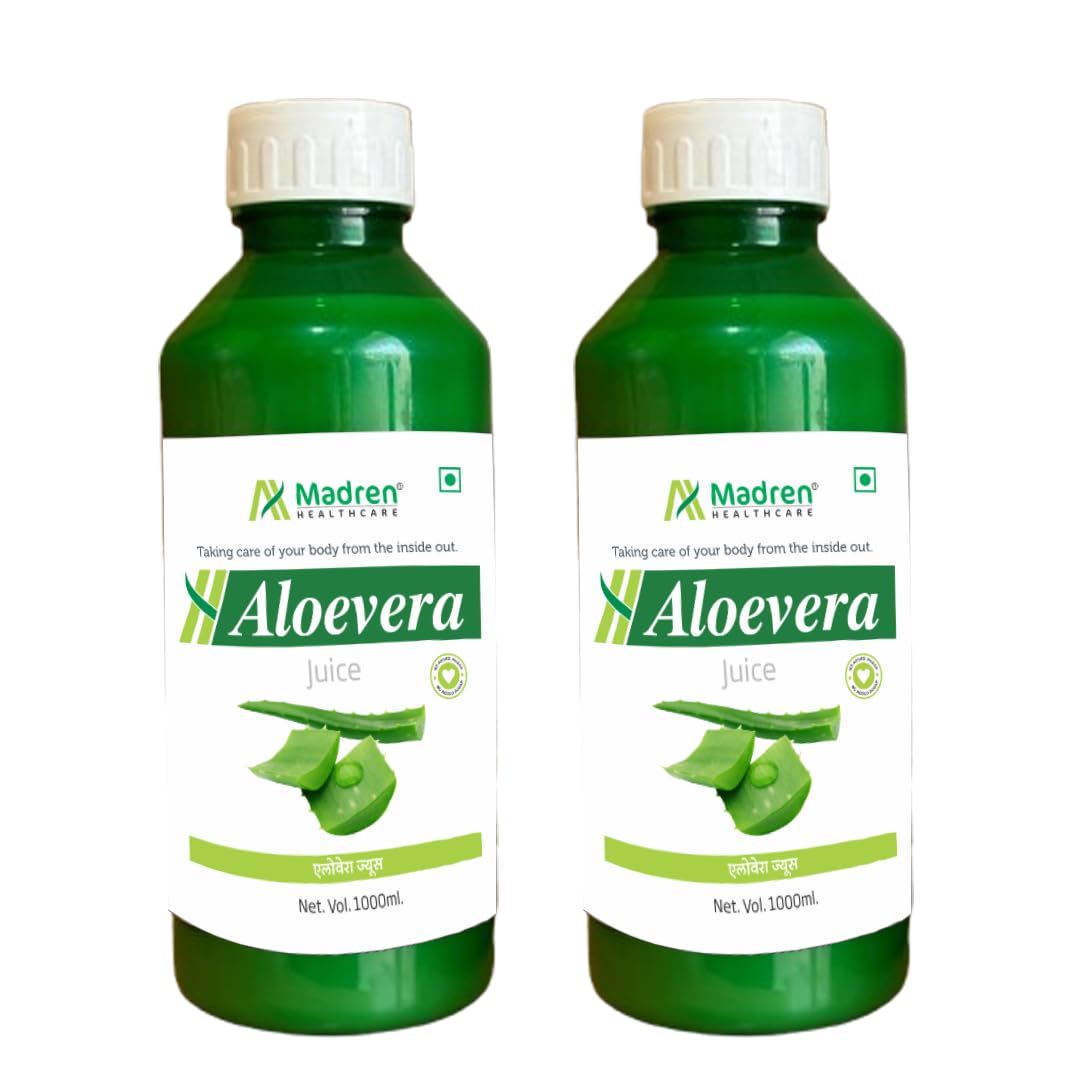 Madren Healthcare Ayurvedic Aloe Vera with Pulp, 1 Liter | PACK OF 2