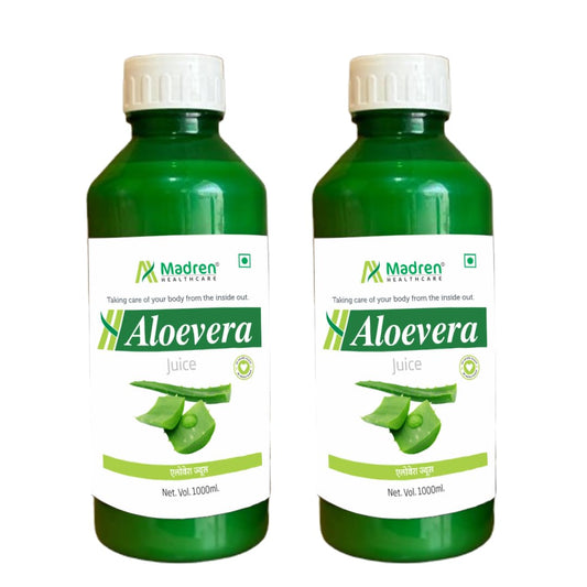 Madren Healthcare Ayurvedic Aloe Vera with Pulp, 1 Liter | PACK OF 2