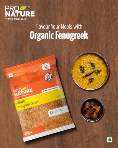 Pro Nature 100% Organic Fenugreek Seeds - 200g | Whole Natural Sabut Methi Dana | Chemical-Free & Unpolished | Ideal for Cooking & Health Benefits