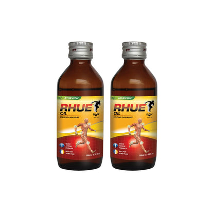 RHUE Strong Pain Relief Oil 100ml Pack of 2 | Ajwain, Mustard & Clove Oil Extract With Natural Herbs | Ayurvedic Massage Tel For Knee/Legs/Shoulder/Neck/Back & Joint | Ointment For Men & Women