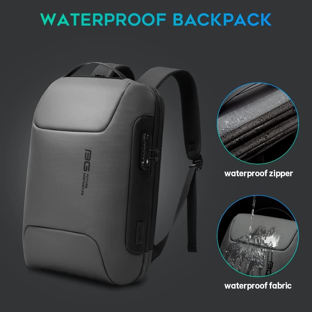 BROGBUS New Anti Thief Laptop Bag Backpack Fits for 15.6 inch Laptop Backpack Multifunctional Backpack WaterProof for Business Shoulder Bags (Grey)