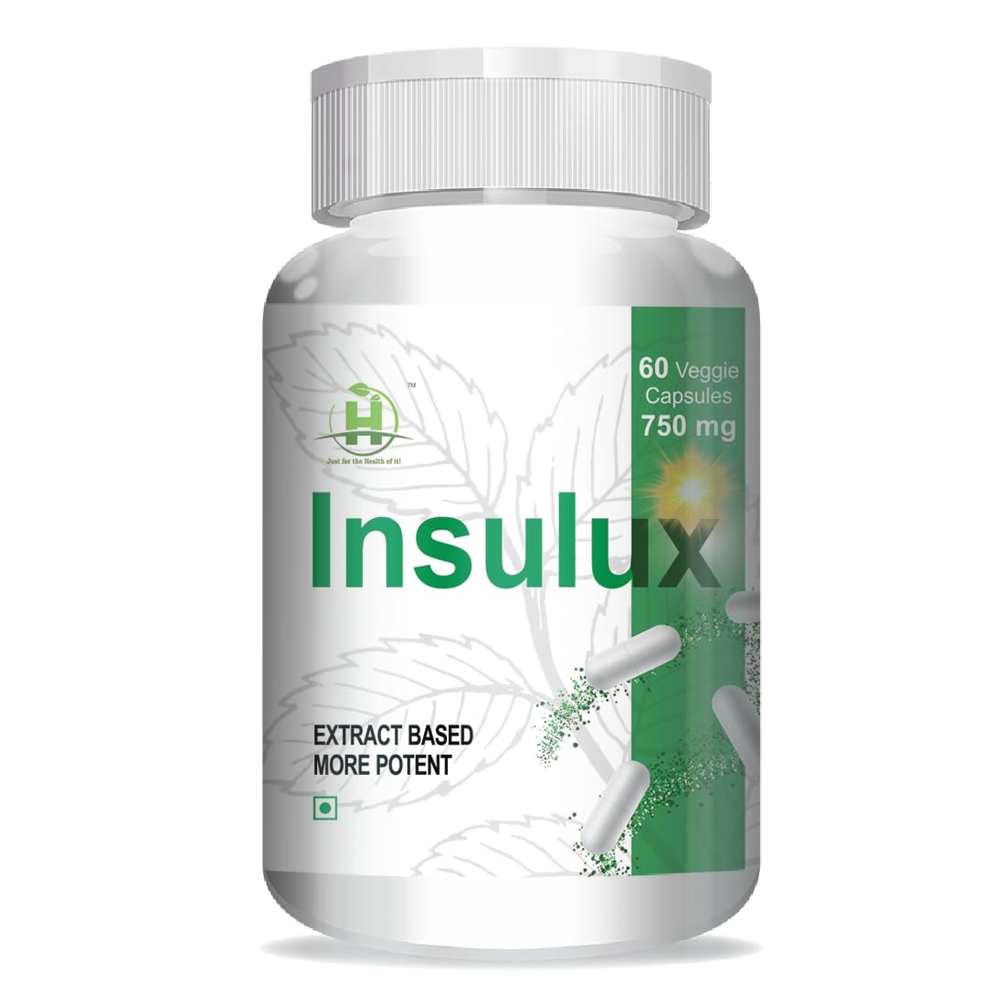 Healthy Nutrition - Just for the Health of it Insulux Blood Sugar Supplements Supports Overall Health 750Mg Veg (60 Capsules) With Vijaysar Tumbler