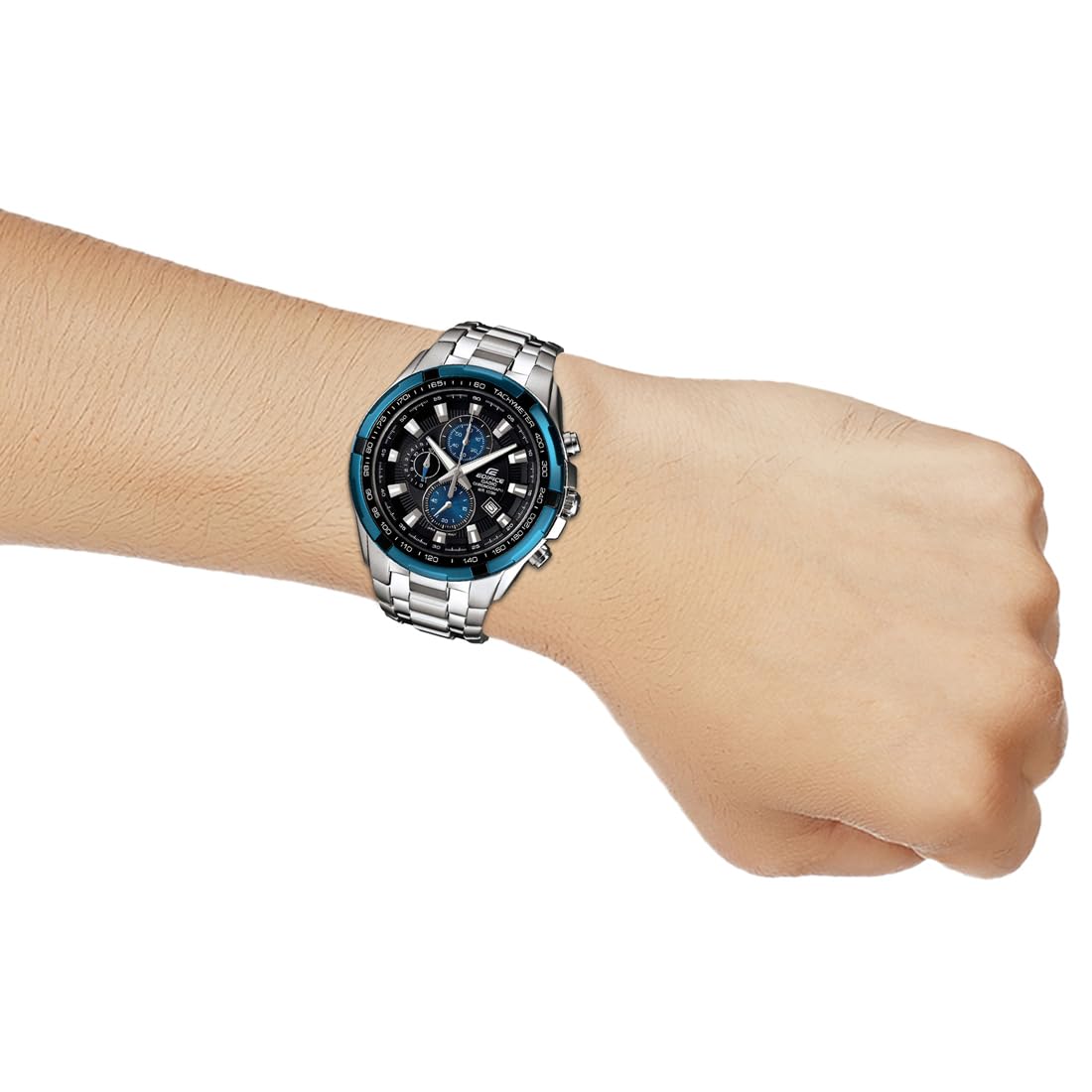 Casio Edifice EF-539D-1A2VDF Analog Black Dial Men Watch Silver Metal Strap (ED462)