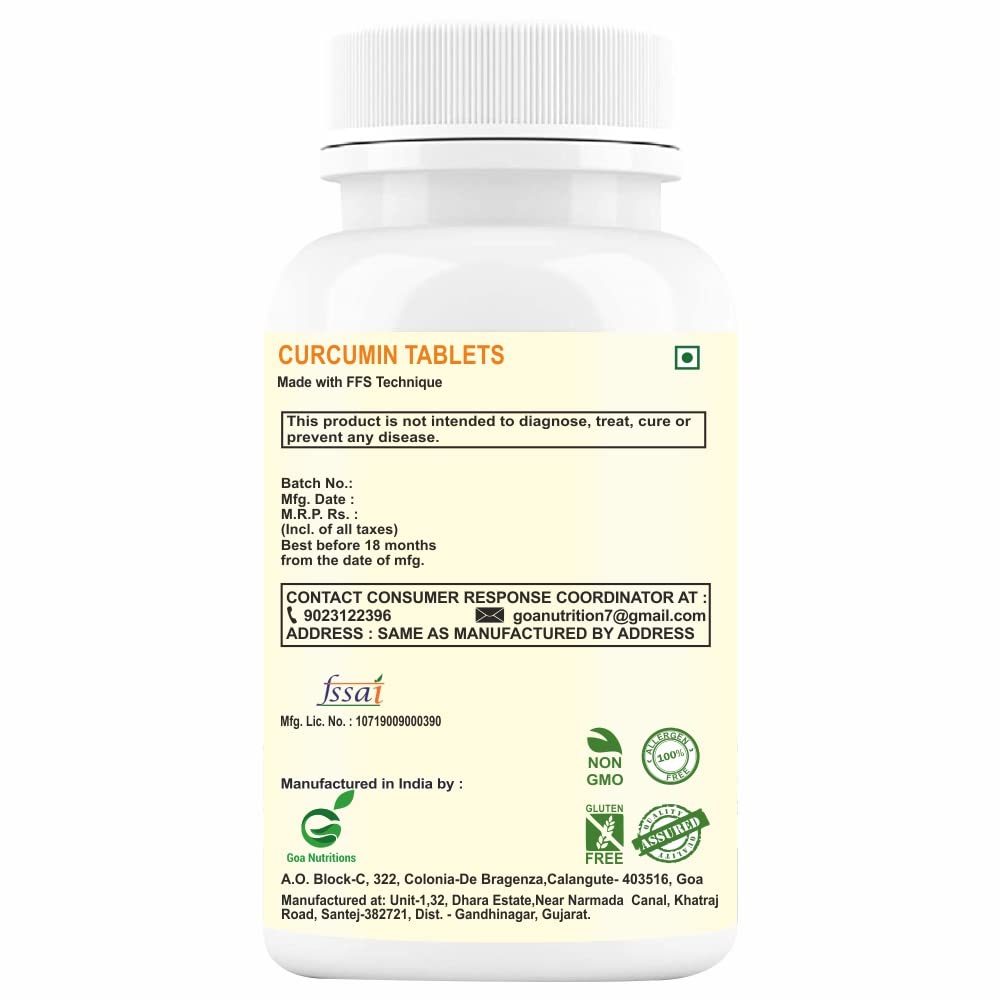 GOA NUTRITIONS Curcumin Supplements With Piperine (95% Curcuminoids), G- image 2