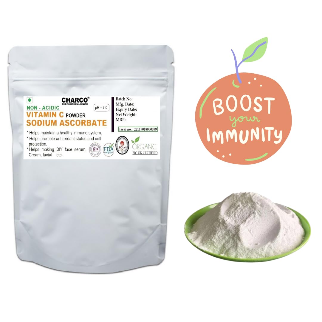 CHARCO Sodium Ascorbate, 100 Gm (0.22 lbs) Non Acidic & Easier to Digest than Ascorbic Acid | Antioxidant & Immune Support | Gluten & GMO Free Skin To Internal Health®