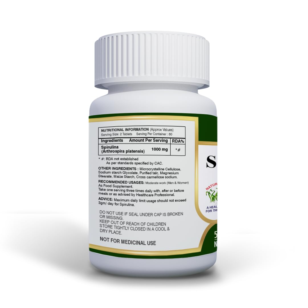 ANJIX Spirulina Tablets 500 mg | Plant Based Superfood Supplement for Energy Immunity & Daily Wellness | Vegetarian Tablets Pack of 120