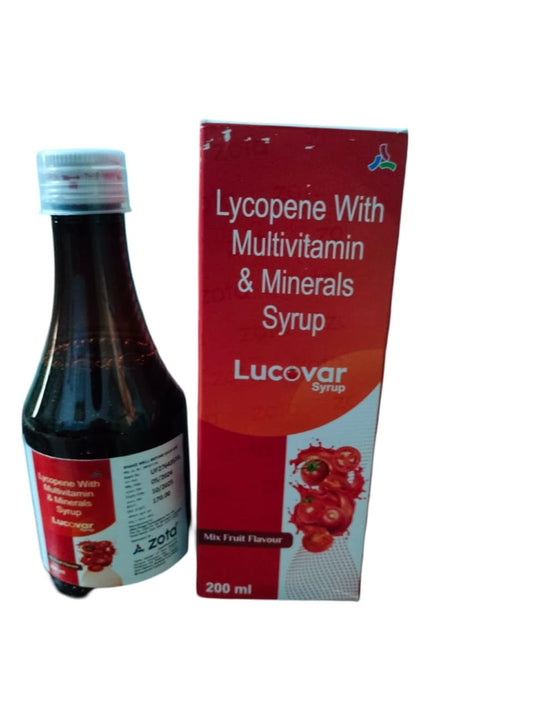 Lucovar Lycopene with Multivitamin & Minerals Syrup - 200ml | Mixed Fruit Flavor | Supports Immunity & Overall Health