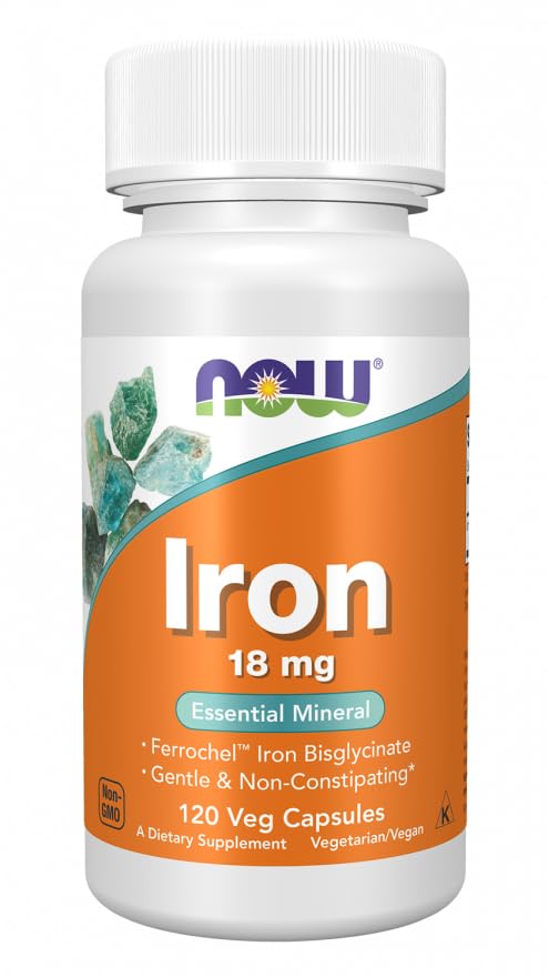 Now Foods Iron 18 mg 120 Veg Capsules- image 2