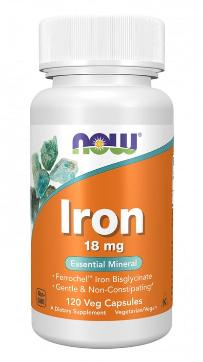 Now Foods Iron 18 mg 120 Veg Capsules- image 2