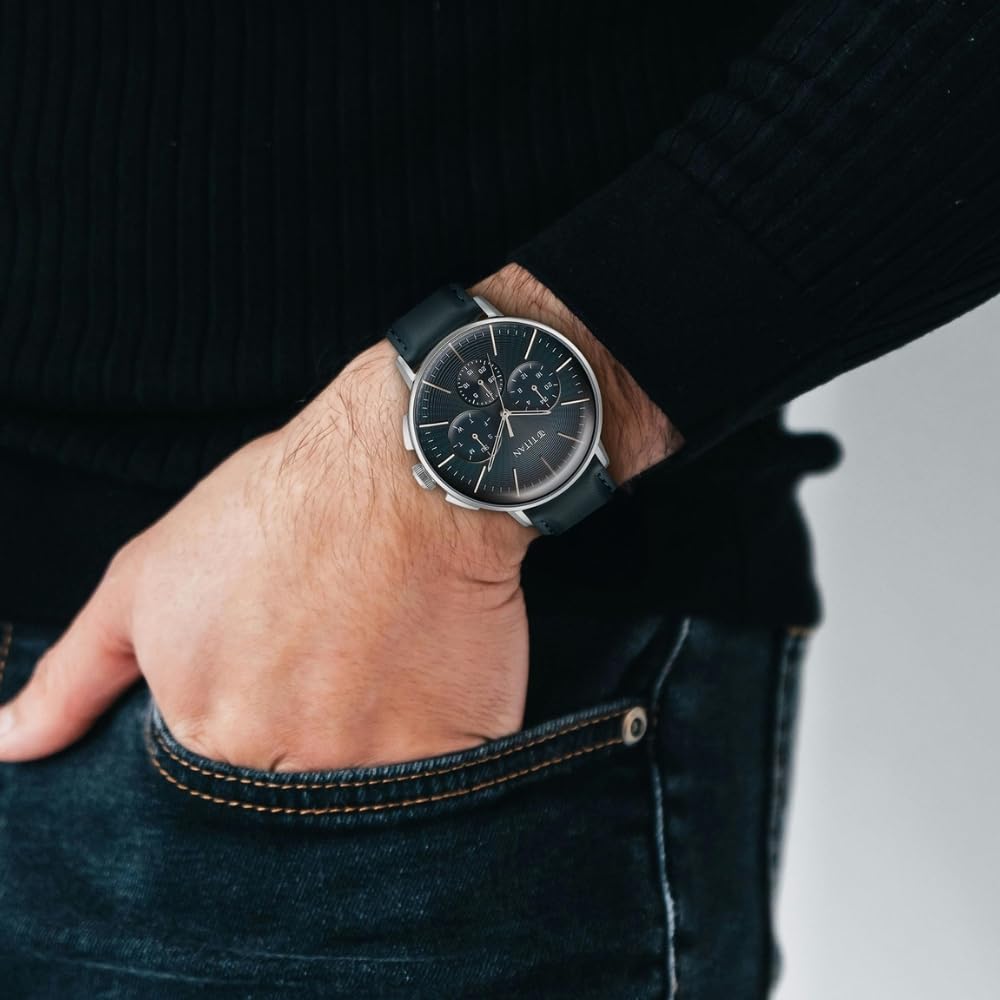 Titan Analog Silver White Dial Men's Watch-90200SL03- image 3