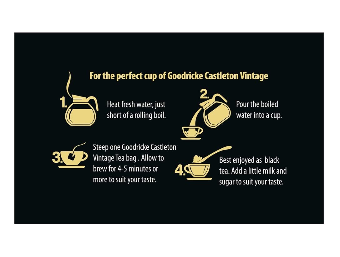Goodricke Castleton Vintage Darjeeling Tea Bags 100 Count | Premium Single Estate Whole Leaf | Black Tea |Muscatel is a Taste note | Exclusive Tea 180g