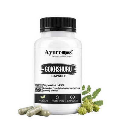 Ayurcaps Gokhshuru Capsules (Tribulus Terrestris) | Ayurvedic Supplement For Men, Women | Supports Energy, Stamina & Active Daily Routine | Plant-based Veg Capsules For Wellness Support | 60 Capsules