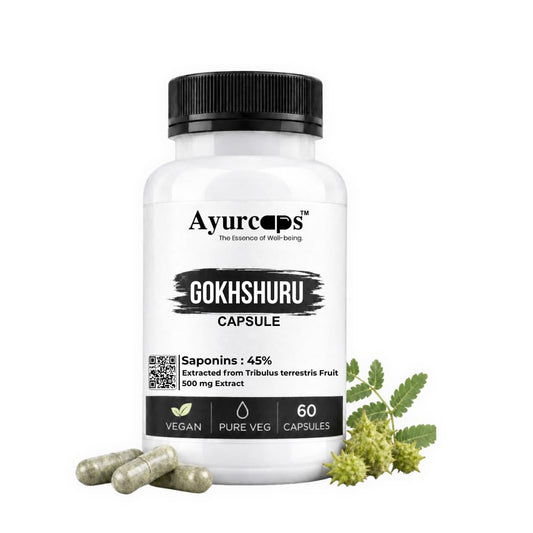 Ayurcaps Gokhshuru Capsules (Tribulus Terrestris) | Ayurvedic Supplement For Men, Women | Supports Energy, Stamina & Active Daily Routine | Plant-based Veg Capsules For Wellness Support | 60 Capsules