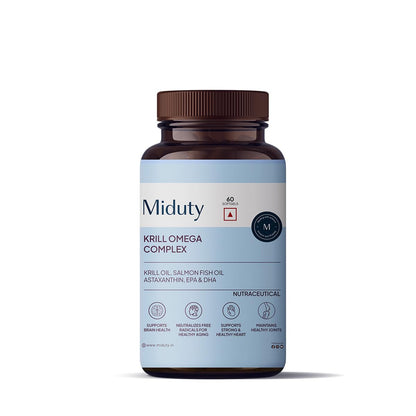 Miduty Palak Notes Antarctic Fish Krill Oil - Triple Strength Omega 3 Capsule With Astaxanthin- Antioxidant - EPA & DHA - For Joints - Heart - Liver Krill Omega 3 Supplement 60 Softgel