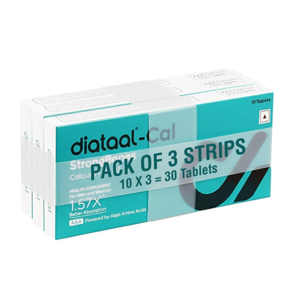 Diataal Cal Strong Bones 10s X 3 | 1 month Bone Strength & Energy pack for Women | Daily Supplement Vitamins Minerals Calcium Nutrition Supplement for all ages| 30 Tablets