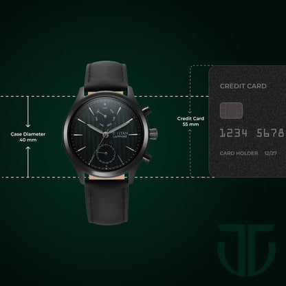 Titan Sapphire Multifunction Quartz Analog with Day and Date Green Dial- image 2