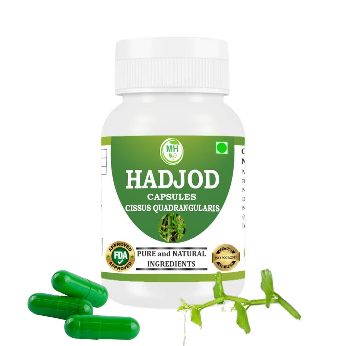MORSAN HEALTHCARE | Hadjod Capsules 500mg – 60 Count | 1 Pack | Vegetarian | Plant-Based | Herbal Supplement | No Artificial Additives | Gluten-Free | Organic |