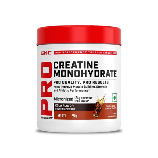GNC Pro Performance Creatine Monohydrate - 3000mg Creatine Per Scoop | Micronized for Faster Absorption | Boosts Energy, Muscle Volume & Performance | Gluten-Free | Cola | 250gm