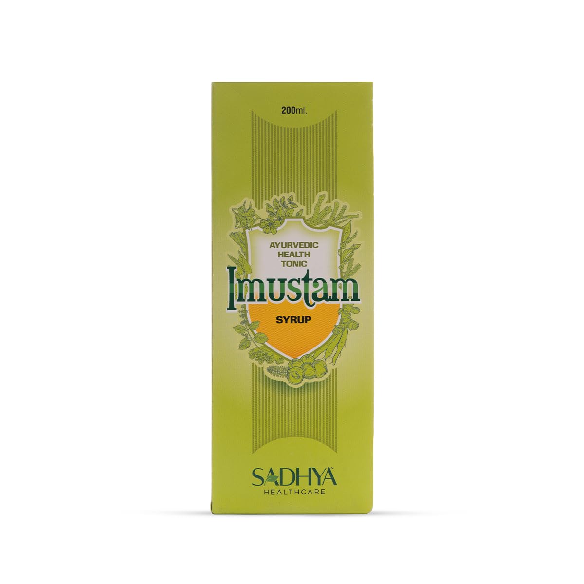 Imustam Syrup | Sadhya Healthcare | Ayurvedic Health Tonic for Daily Immunity Support | Antioxidant Support + Mental Alertness Support | Loha Bhasma, Papaya Pan, Amla, Ashwagandha | 200 ml