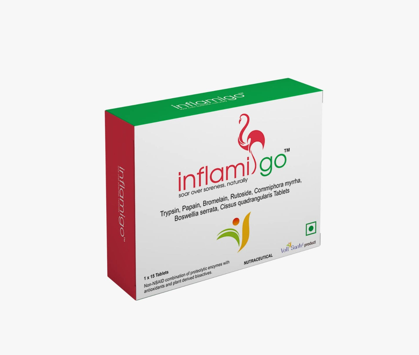 Inflamigo- Tough on Pain but Gentle on You, naturally: Enzymes and Plant Bioactives: Inflammation, Pain, Swelling, Tissue health, digestive health and better nutrient absorption- 15 vegetarian tablets