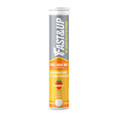 FAST&UP NAC (N-Acetylcysteine) + Vitamin C- Strawberry Flavour (Pack of 20 Effervescent Tablets), White & Fast&Up Magnesio - Restful Sleep Supplement - (20 Effervescent Tablets, Lime & Lemon Flavor)