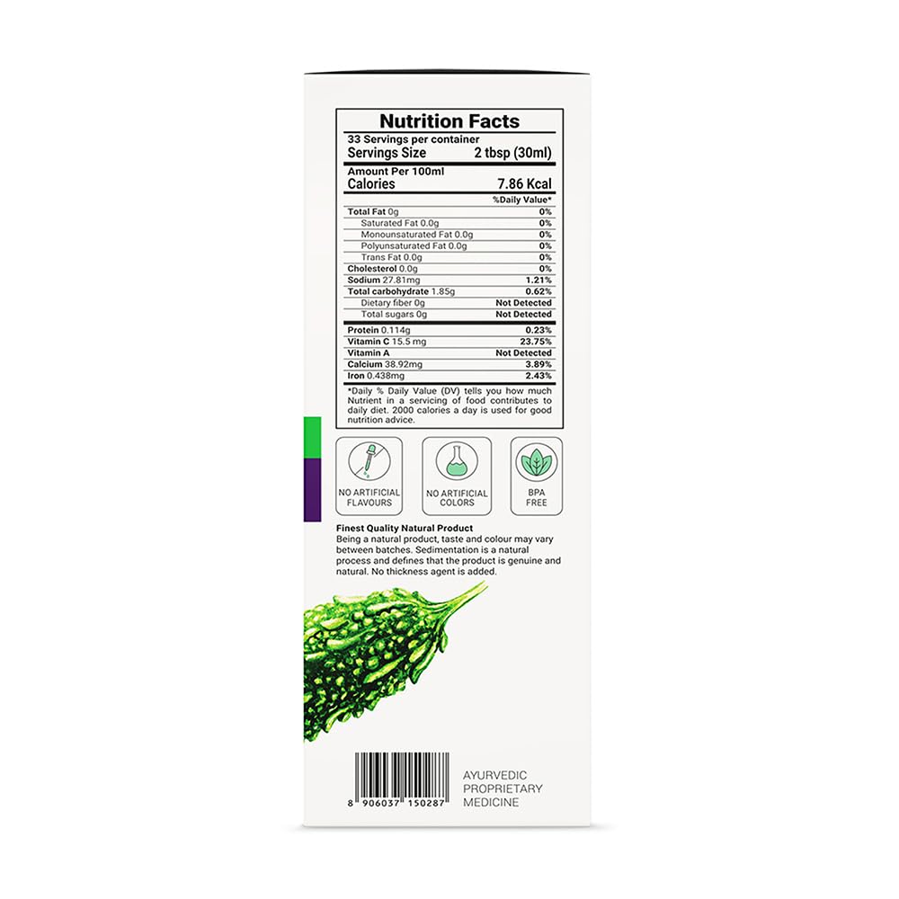 Krishna's Karela Jamun Mix Juice - 1000 ml | Enriched with Vitamin C - Vitamin A| Sugar free Juice with No Added Color or Flavour - (Pack of 2)
